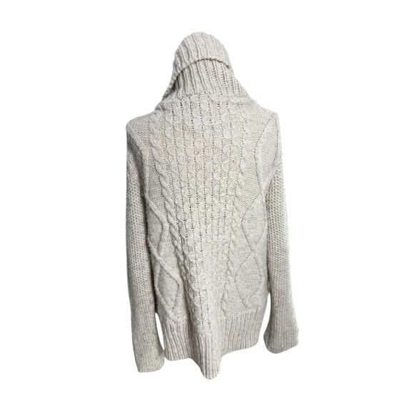 American Eagle XXL Y2K Chunky Knit Cardigan Wool Blend Fisherman Cozy Sweater - Picture 4 of 10